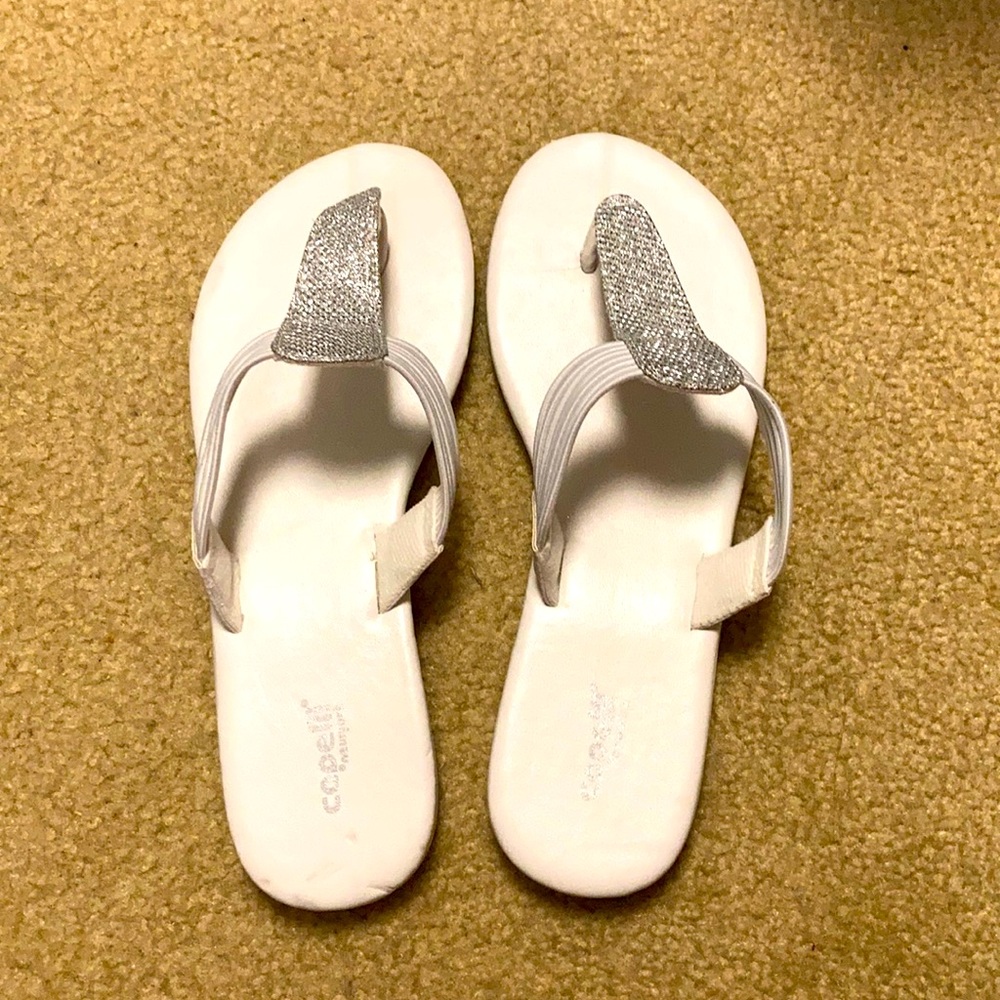 Cute white and silver sandals